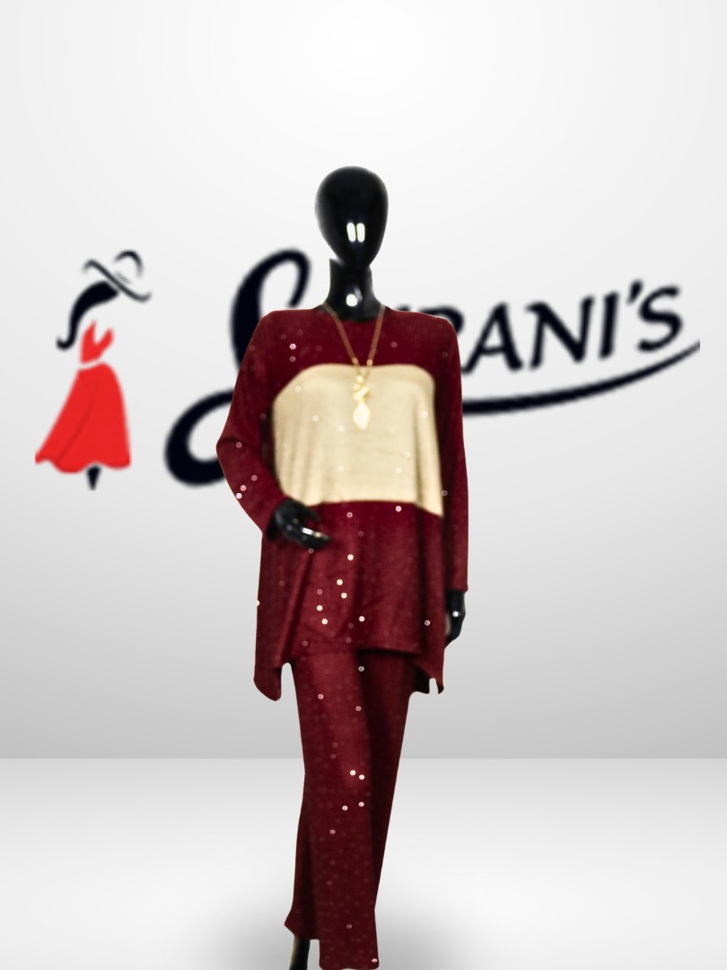 Women’s Elegant Shimmer Co-Ord Set (Top & Trouser) - Image 3