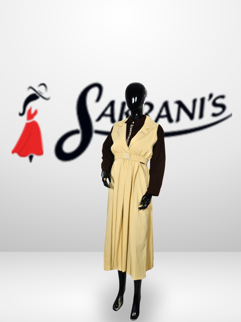 Layered Maxi Dress with Inner Shirt (Waist Belted Design) - Image 5