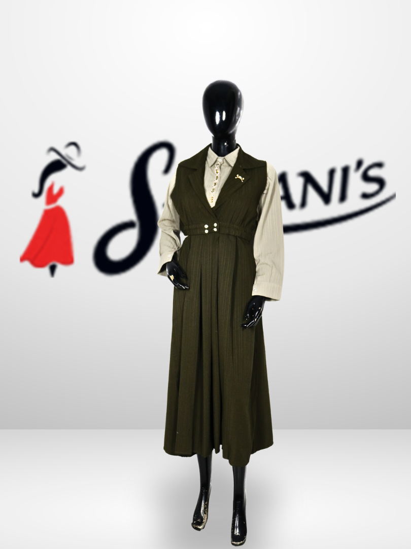 Layered Maxi Dress with Inner Shirt (Waist Belted Design)