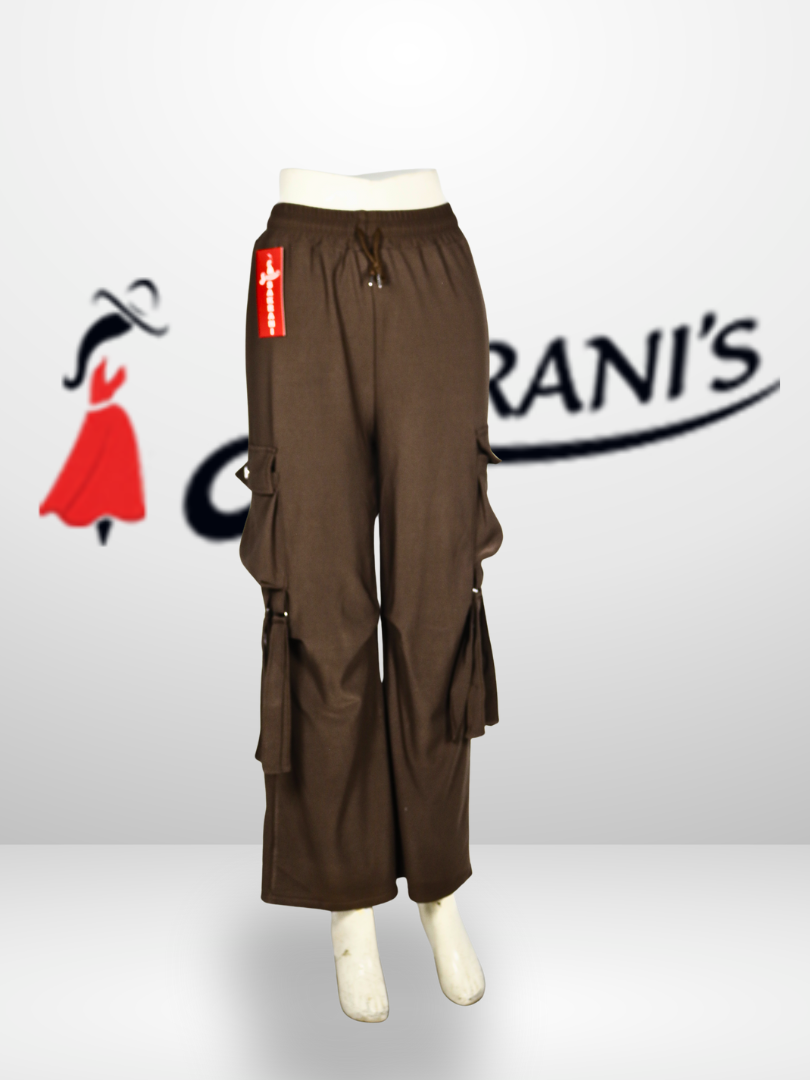 Women’s Cargo Style Wide-Leg Pants with Elastic Waist
