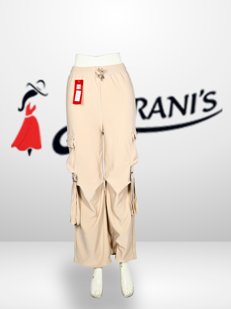 Women’s Cargo Style Wide-Leg Pants with Elastic Waist - Image 4