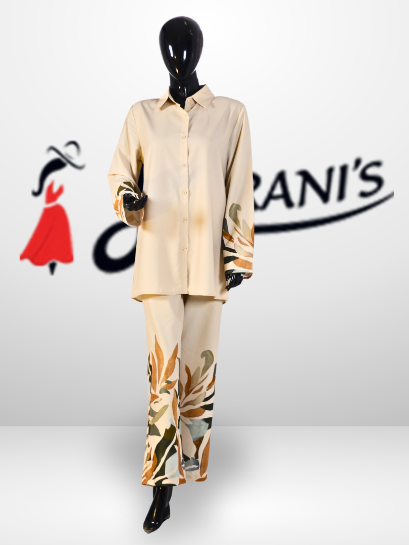 Leaf Print Elegant Co-Ord Set for Women - Image 4