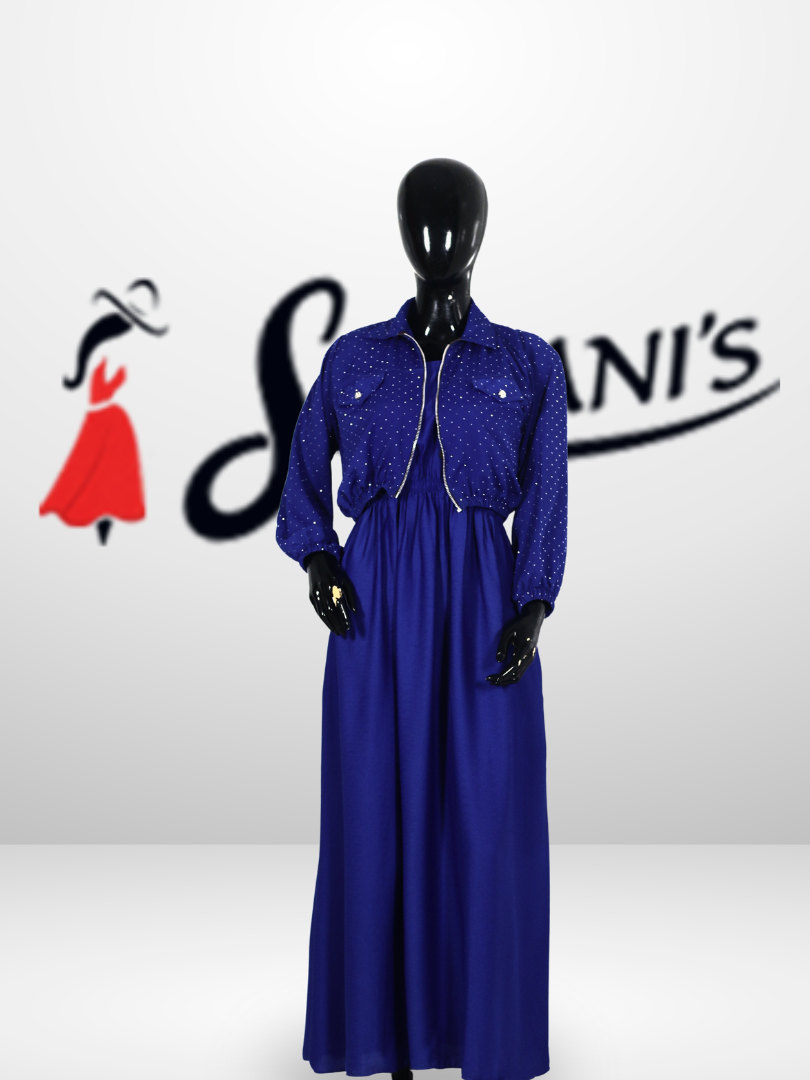 Polka Dot Zip-Front Maxi Dress